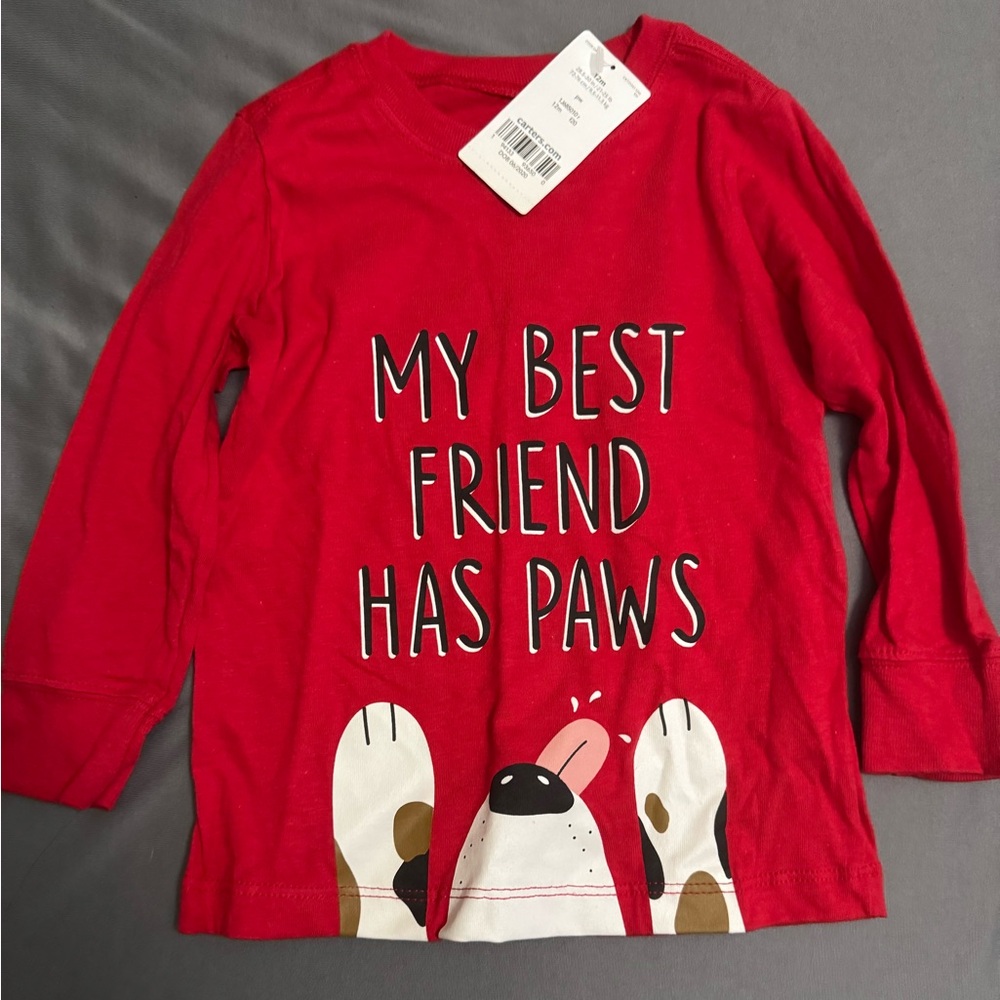 NWT Red Kids Shirt with Dog Print